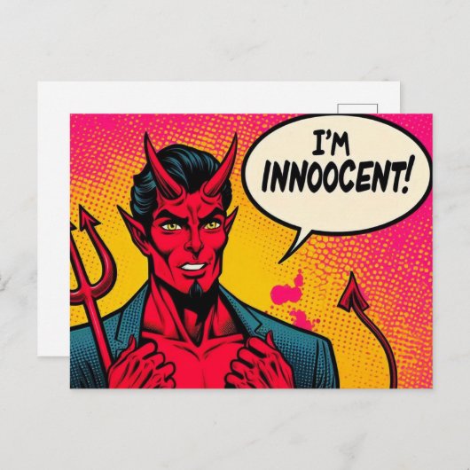 Pop Art Innoocent Devil Comic Briefkaart (Voorkant / Achterkant)