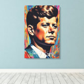Pop Art Jack JFK John F. Kennedy Canvas Afdruk (Insitu (Houten vloer))