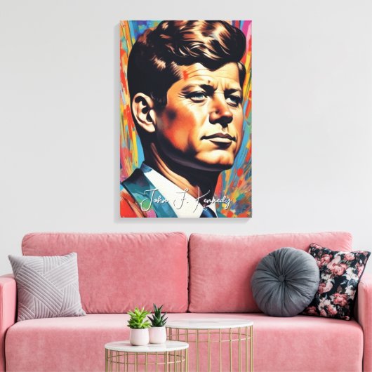 Pop Art Jack JFK John F. Kennedy Canvas Afdruk (Insitu (Woonkamer))