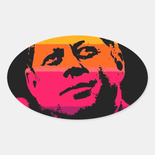 Pop Art Jack JFK John F. Kennedy Ovale Sticker (Voorkant)