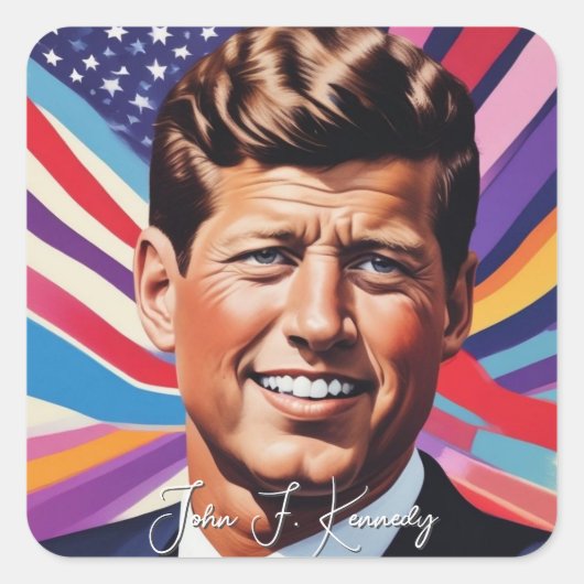 Pop Art Jack JFK John F. Kennedy Vierkante Sticker (Voorkant)
