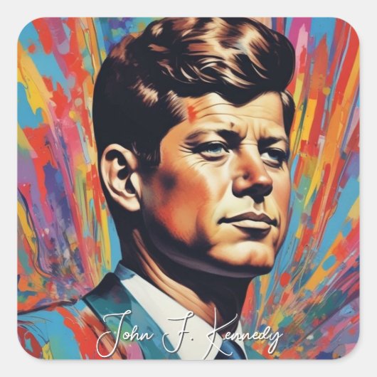 Pop Art Jack JFK John F. Kennedy Vierkante Sticker (Voorkant)