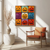 Pop Art Jack-o'-Lantern Grid Halloween Wall Art Poster