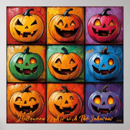Pop Art Jack-o'-Lantern-raster Halloween-poster Poster (Voorkant)