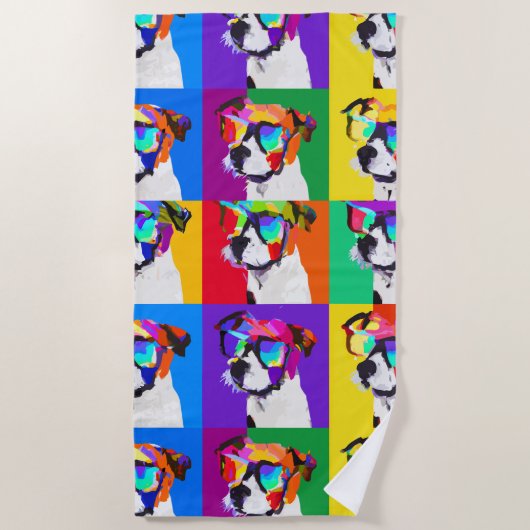 Pop Art Jack Russell Terriers Strandlaken (Voorkant)