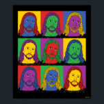 Pop Art Jesus Poster<br><div class="desc">"Pop Art Jesus"-kunst die is ontworpen door creatieve shows en een iconische afbeelding van Jezus in een kunststuk van negen panelen met pop! Dit is een geweldig cadeau voor familie, vrienden, of een traktatie voor jezelf! Deze grappige afbeelding is een geweldige aanvulling op iemands stijl. bCreative is een toonaangevende maker...</div>