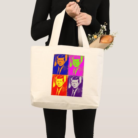 Pop Art JFK John F. Kennedy Grote Tote Bag (Voorkant (product))