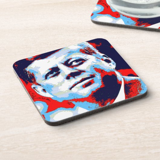 Pop Art JFK John F. Kennedy Red Blue Bier Onderzetter (Linkerzijde)
