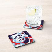 Pop Art JFK John F. Kennedy Red Blue Bier Onderzetter (Rechterzijde)