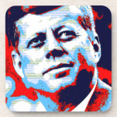 Pop Art JFK John F. Kennedy Red Blue Bier Onderzetter (Voorkant)