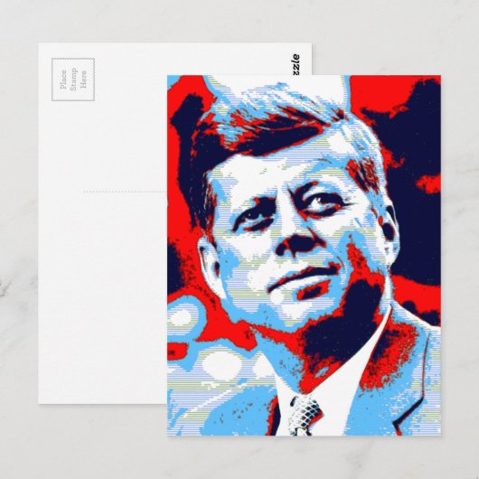 Pop Art JFK John F. Kennedy Red Blue Briefkaart (Voorkant / Achterkant)