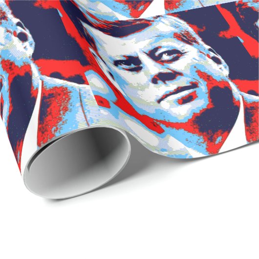 Pop Art JFK John F. Kennedy Red Blue Cadeaupapier (Rol Hoek)