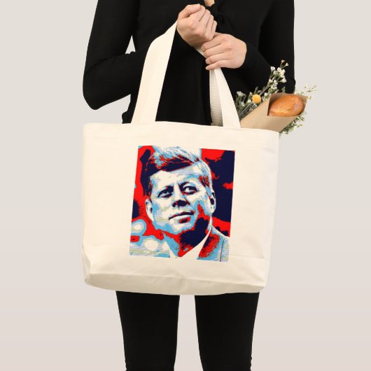 Pop Art JFK John F. Kennedy Red Blue Grote Tote Bag (Voorkant (product))