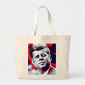 Pop Art JFK John F. Kennedy Red Blue Grote Tote Bag (Voorkant)