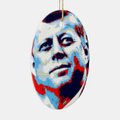 Pop Art JFK John F. Kennedy Red Blue Keramisch Ornament (Rechts)