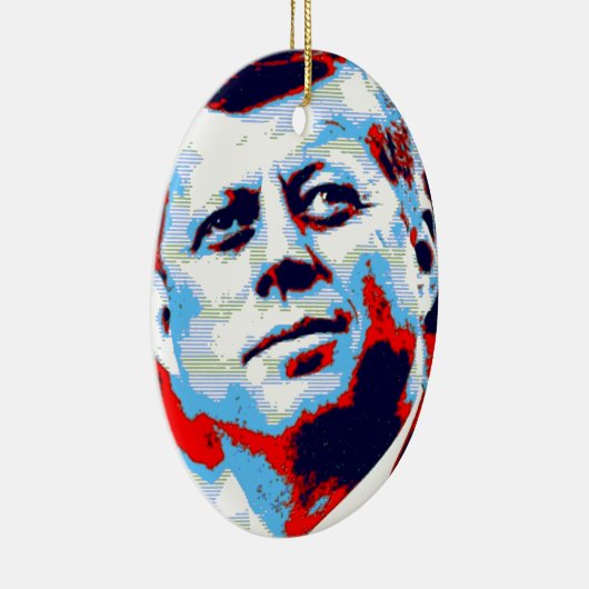 Pop Art JFK John F. Kennedy Red Blue Keramisch Ornament (Rechts)