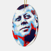 Pop Art JFK John F. Kennedy Red Blue Keramisch Ornament (Links)