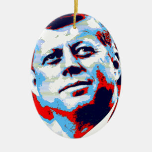 Pop Art JFK John F. Kennedy Red Blue Keramisch Ornament