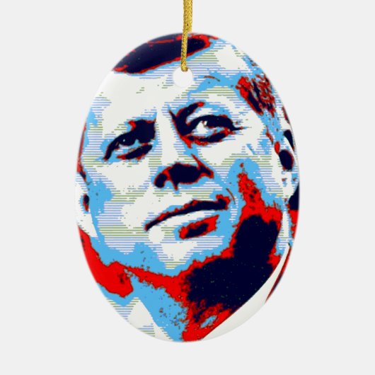 Pop Art JFK John F. Kennedy Red Blue Keramisch Ornament (Voorkant)