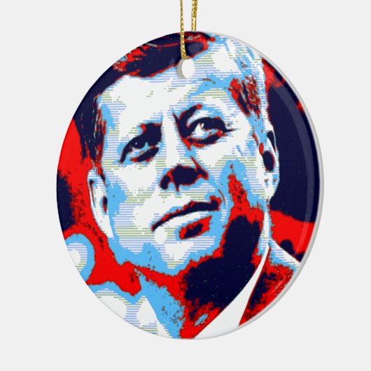 Pop Art JFK John F. Kennedy Red Blue Keramisch Ornament (Links)