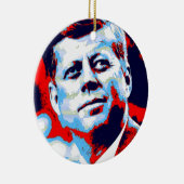 Pop Art JFK John F. Kennedy Red Blue Keramisch Ornament (Rechts)
