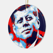 Pop Art JFK John F. Kennedy Red Blue Keramisch Ornament (Links)