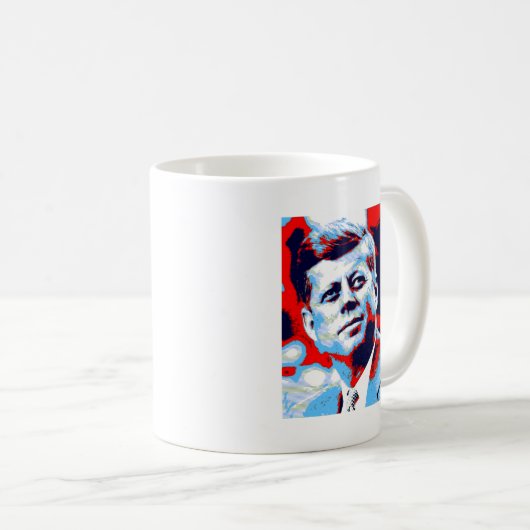Pop Art JFK John F. Kennedy Red Blue Koffiemok (Voorkant rechts)