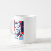 Pop Art JFK John F. Kennedy Red Blue Koffiemok (Voorkant links)