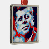 Pop Art JFK John F. Kennedy Red Blue Metalen Ornament (Rechts)