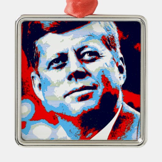 Pop Art JFK John F. Kennedy Red Blue Metalen Ornament (Voorkant)