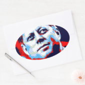 Pop Art JFK John F. Kennedy Red Blue Ovale Sticker (Envelop)