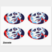 Pop Art JFK John F. Kennedy Red Blue Ovale Sticker (Vel)