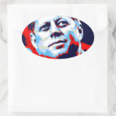 Pop Art JFK John F. Kennedy Red Blue Ovale Sticker (Tas)