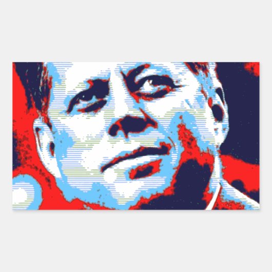 Pop Art JFK John F. Kennedy Red Blue Rechthoekige Sticker (Voorkant)