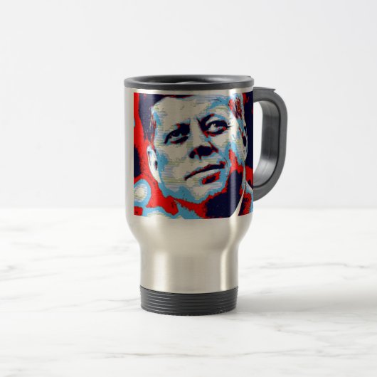 Pop Art JFK John F. Kennedy Red Blue Reisbeker (Voorkant rechts)