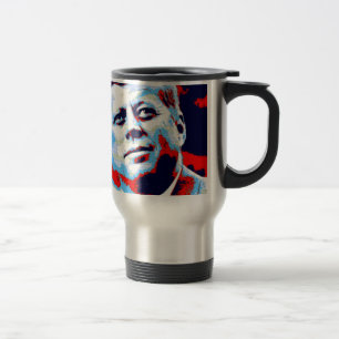 Pop Art JFK John F. Kennedy Red Blue Reisbeker