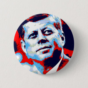 Pop Art JFK John F. Kennedy Red Blue Ronde Button 5,7 Cm