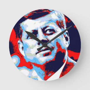 Pop Art JFK John F. Kennedy Red Blue Ronde Klok