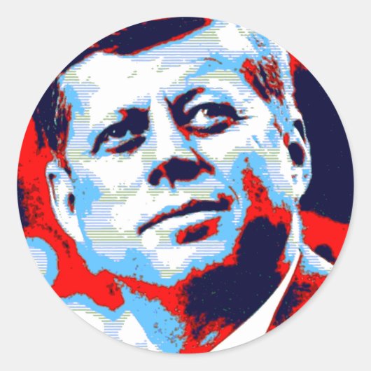 Pop Art JFK John F. Kennedy Red Blue Ronde Sticker (Voorkant)