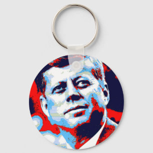 Pop Art JFK John F. Kennedy Red Blue Sleutelhanger