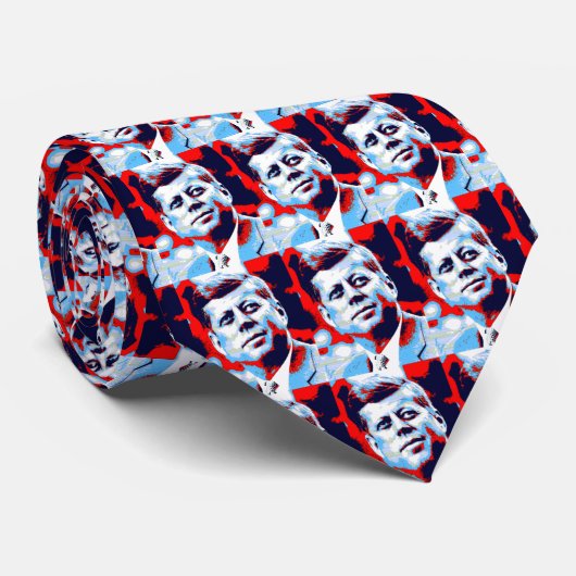 Pop Art JFK John F. Kennedy Red Blue Stropdas (Opgerold)