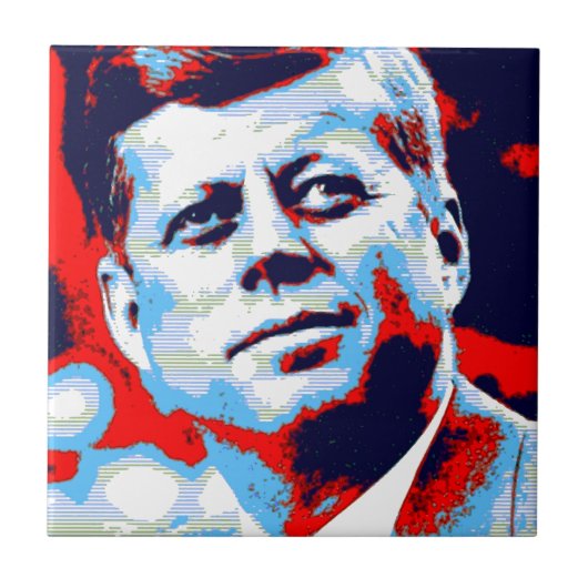 Pop Art JFK John F. Kennedy Red Blue Tegeltje (Voorkant)