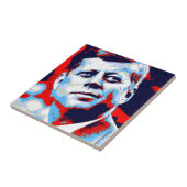 Pop Art JFK John F. Kennedy Red Blue Tegeltje (Zijkant)