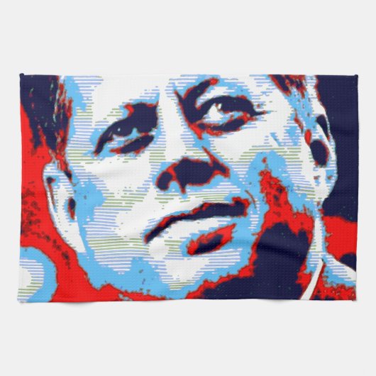 Pop Art JFK John F. Kennedy Red Blue Theedoek (Horizontaal)