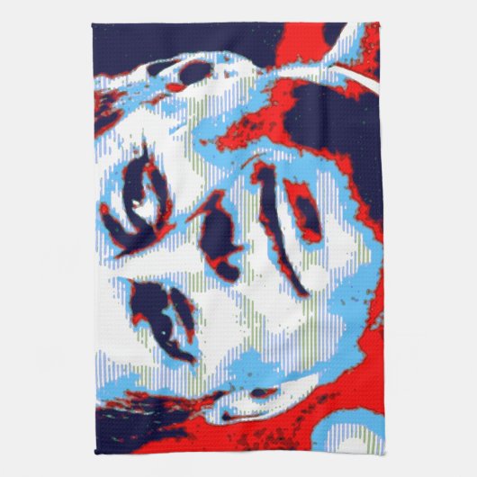 Pop Art JFK John F. Kennedy Red Blue Theedoek (Verticaal)