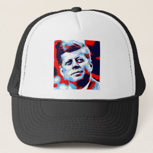 Pop Art JFK John F. Kennedy Red Blue Trucker Pet