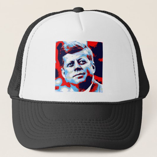 Pop Art JFK John F. Kennedy Red Blue Trucker Pet (Voorkant)