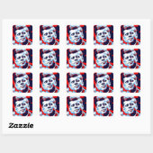 Pop Art JFK John F. Kennedy Red Blue Vierkante Sticker (Vel)
