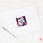 Pop Art JFK John F. Kennedy Red Blue Vierkante Sticker (Envelop)