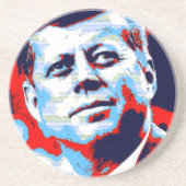 Pop Art JFK John F. Kennedy Red Blue Zandsteen Onderzetter (Voorkant)